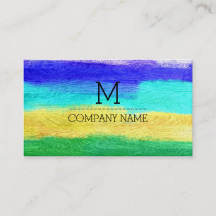 Professional Colourful Modern Wood Monogram #17 Business Card