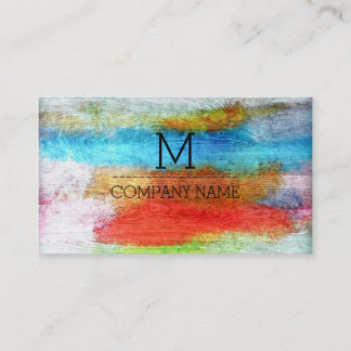 Professional Colourful Modern Wood Monogram #23 Business Card