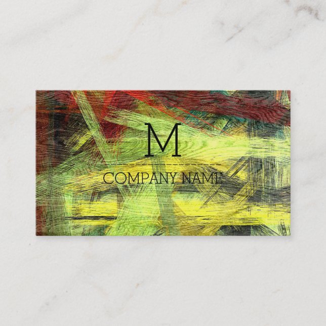 Professional Colourful Modern Wood Monogram #2 Business Card (Front)