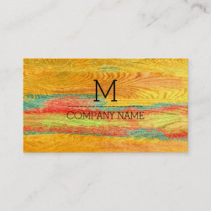 Professional Colourful Modern Wood Monogram #5 Business Card