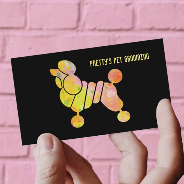 Professional Colourful Poodle Pet Grooming Service Business Card (Creator Uploaded)