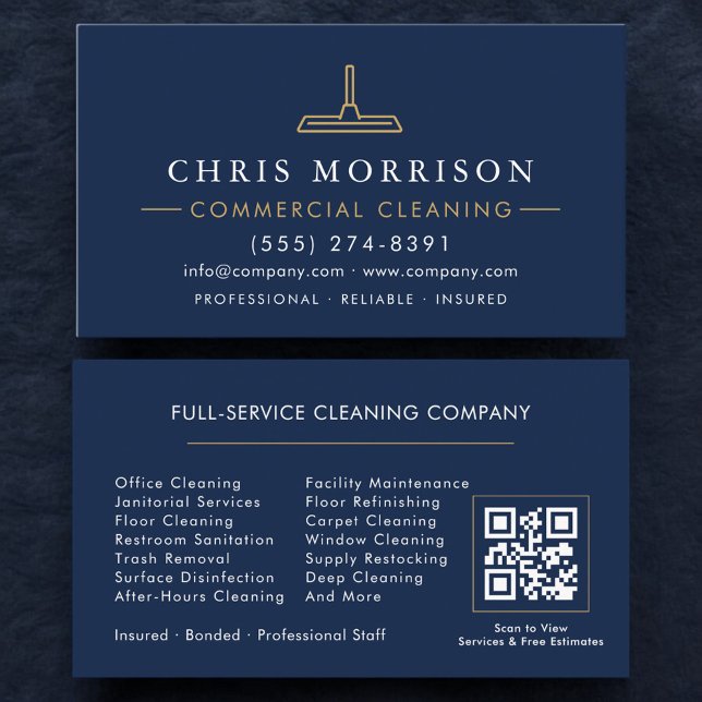 Professional Commercial Cleaning QR Code Business Card (Creator Uploaded)