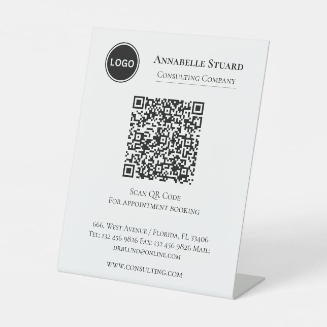 Professional Company Appointment Booking QR code Pedestal Sign (Front)
