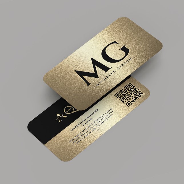 Professional Company Black Faux Gold Modern Business Card (Monogram Professional Company Black Gold Modern Business Card
)