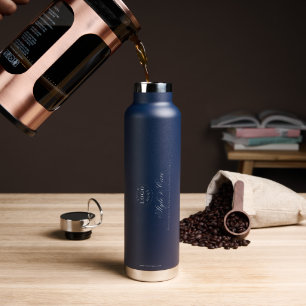 Professional Company Detail Printed Navy Water Bottle