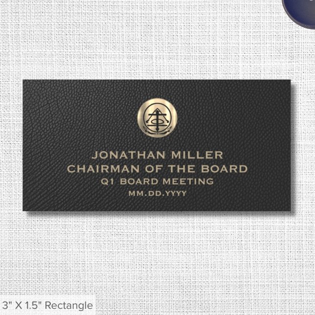 Professional Company Event Meeting Name Tag (Black and brushed gold logo business event essentials, customizable for any industry)
