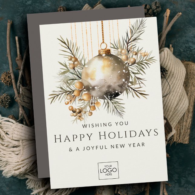 Professional Company Logo Elegant Custom Christmas Holiday Card (Creator Uploaded)