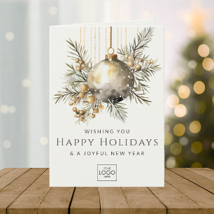 Professional Company Logo Elegant Custom Christmas Holiday Card