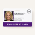 Professional Company Logo Employee Purple Photo ID