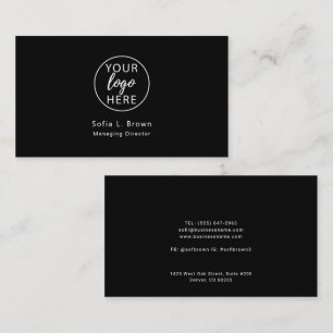 Professional Company Logo Modern Black Sleek Business Card