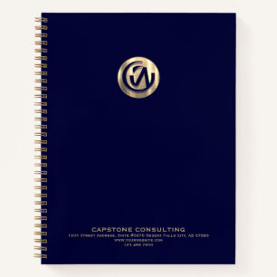 Professional Company Logo Navy Blue and Gold Notebook