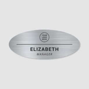 Professional Company Logo Silver Name Tag