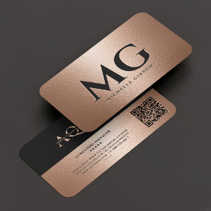 Professional Company Monogram Rosegold Modern Business Card