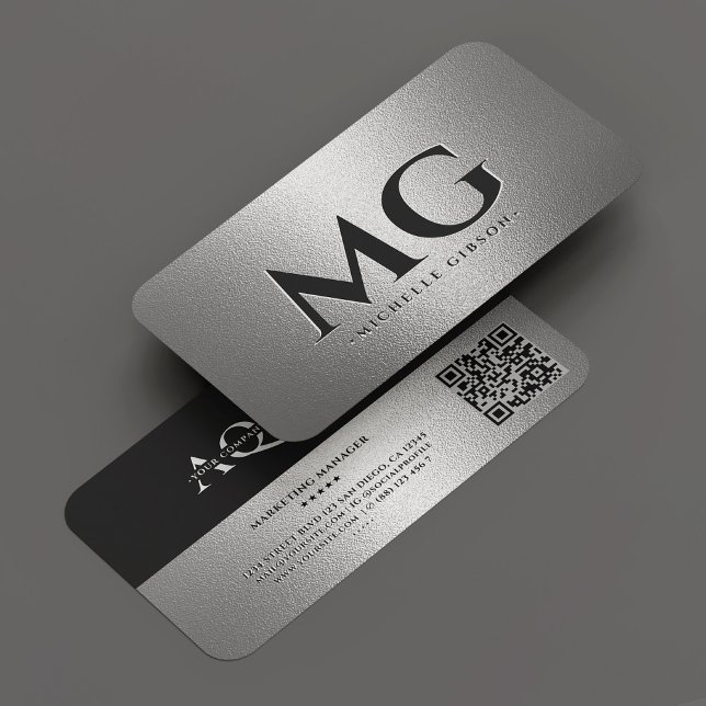 Professional Company Silver Monogram Modern Business Card (Professional Company Silver Monogram Modern Business Card
)
