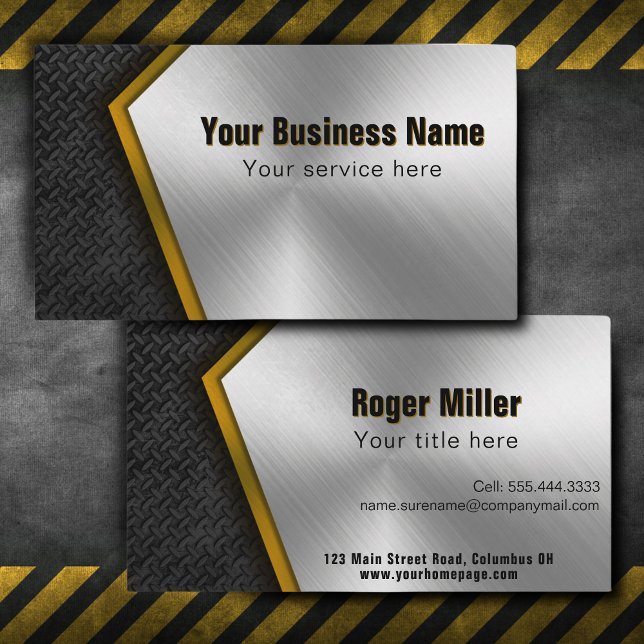 Professional Construction Builder Metal Business Card (Creator Uploaded)