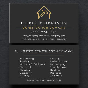 Professional Construction Company Business Card