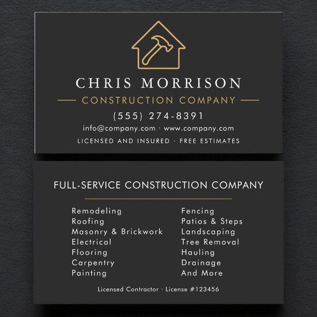 Professional Construction Company Business Card (Creator Uploaded)