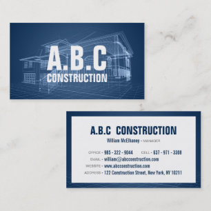 Professional construction company house blueprint business card