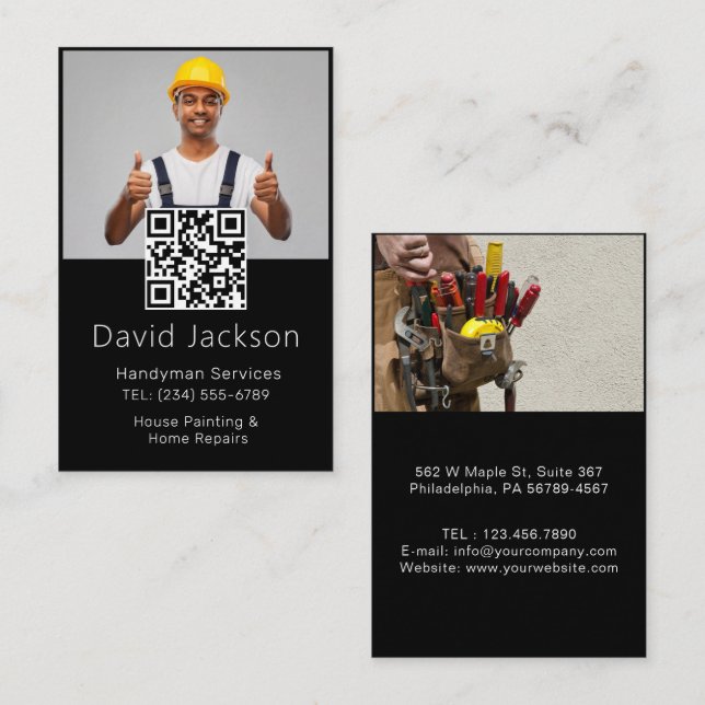 Professional Construction Handyman Carpenter Tools Business Card (Front/Back)