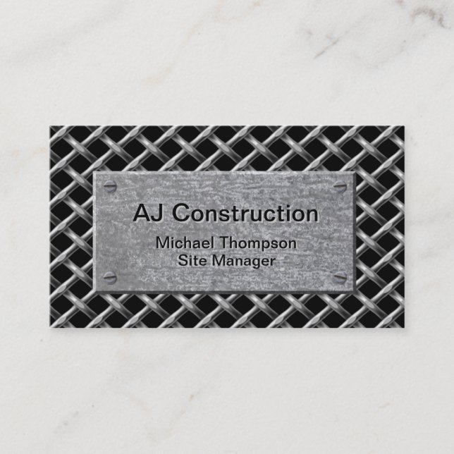 Professional Construction Metal Plate Business Card (Front)