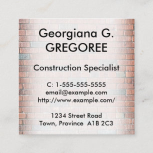 Professional Construction Specialist Business Card