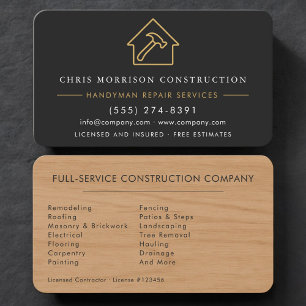 Professional Construction Worker Black Gold Business Card