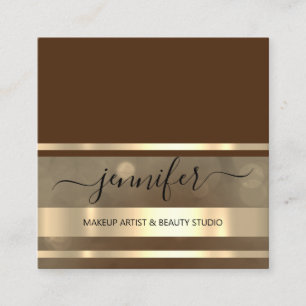 Professional Consulting Hairdresser Gold Brown Square Business Card