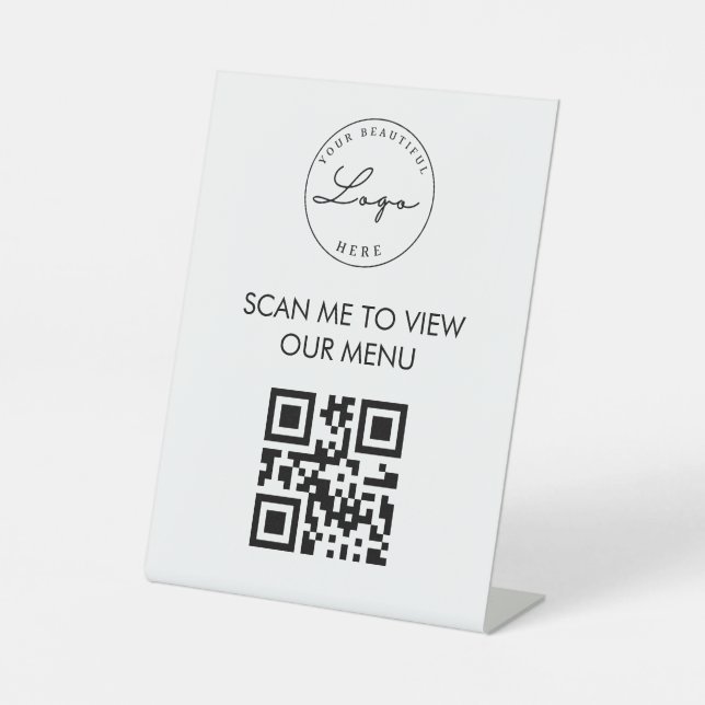Professional Contactless Restaurant Menu  QR Code  Pedestal Sign (Front)