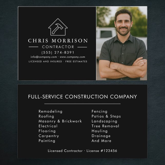 Professional Contractor Photo Business Card (Creator Uploaded)