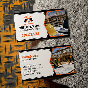 Professional Contractor Tools Orange White Business Card