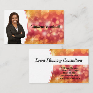 Professional Coral Bokeh Sparkle Custom Photo Business Card