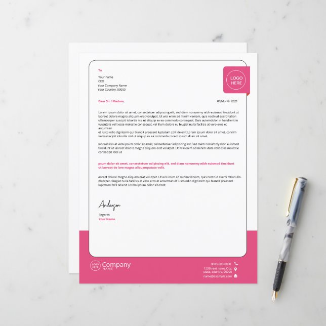 Professional Corporate Letterhead Template (Front/Back In Situ)