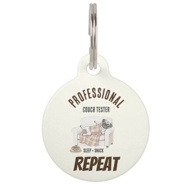Professional Couch Tester – Cozy Paws Collection Pet Tag (Front)