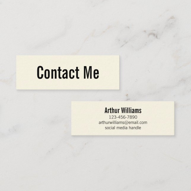 Professional Cream and Black Contact Card (Front/Back)