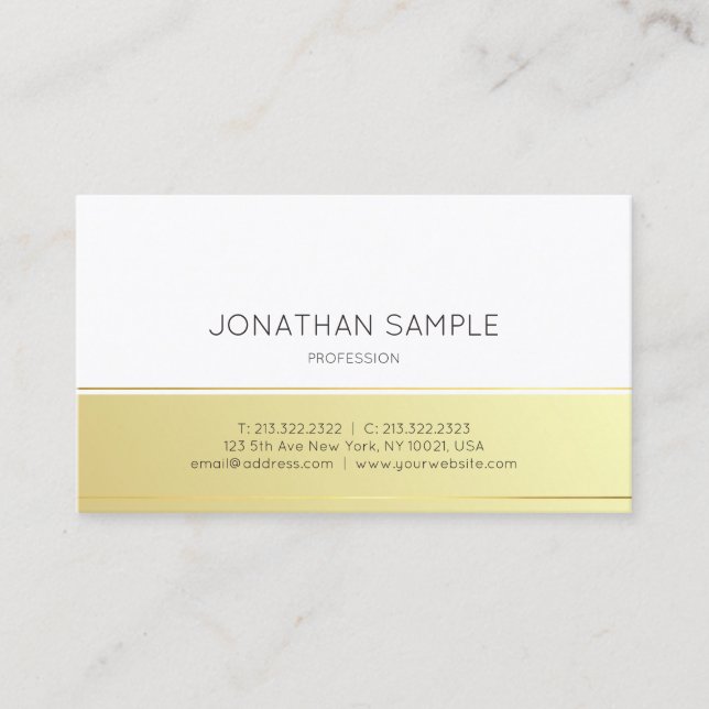 Professional Creative Modern Design Gold Look Business Card (Front)