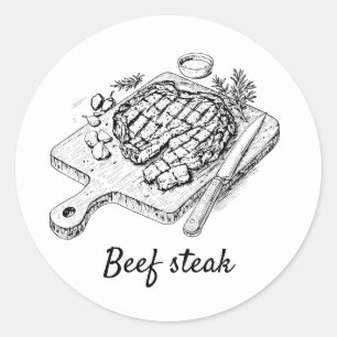 Professional Custom Beef steak Wedding Meal Choice Classic Round Sticker