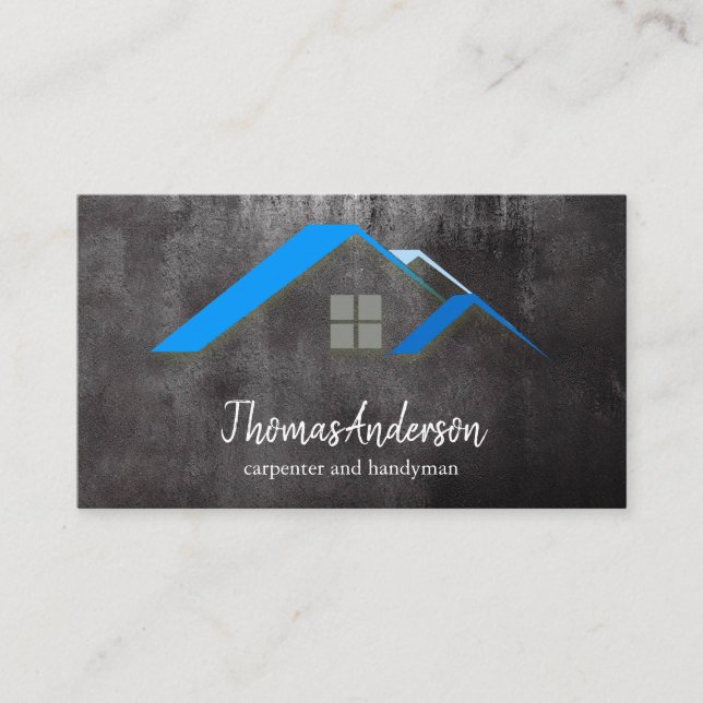 Professional Custom Black Building Construction  Business Card (Front)