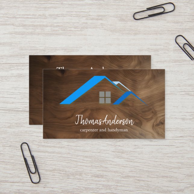Professional Custom Black Building Construction  Business Card (Front/Back In Situ)