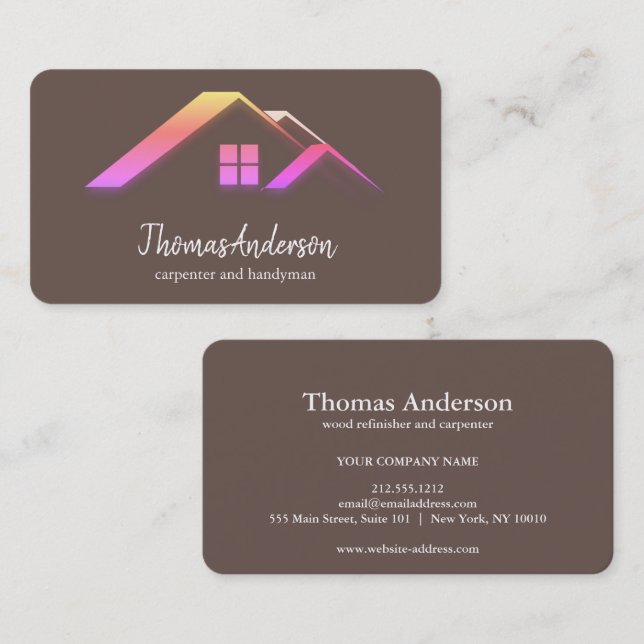 Professional Custom Black Building Construction  Business Card (Front/Back)