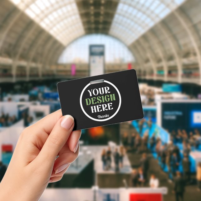 Professional Custom Black QR Code Networking Card ID Badge (Conference)