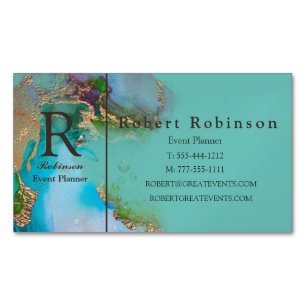 Professional Custom Blue Green Light Teal Lavender Magnetic Business Card