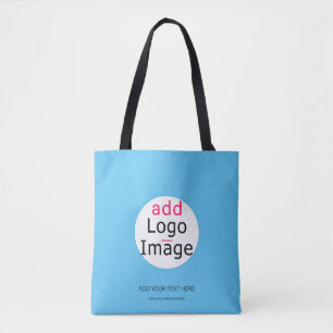 Professional Custom Business Chic Sky Blue Tote Bag