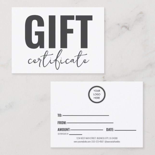 Professional Custom  Business Gift Certificates (Front/Back)