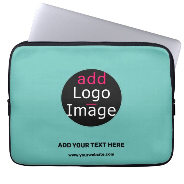 Professional Custom Business Logo Fresh Mint Hue Laptop Sleeve (Front)
