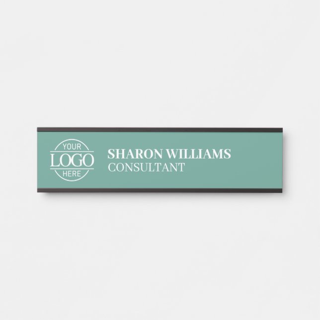 Professional Custom Business Logo Job Title Teal Door Sign (Front)