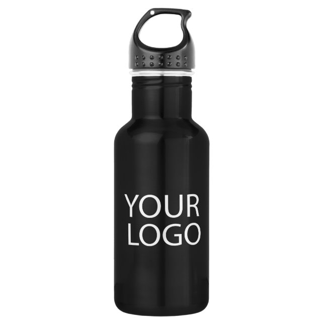 Professional Custom Company Logo Business Black  532 Ml Water Bottle (Front)