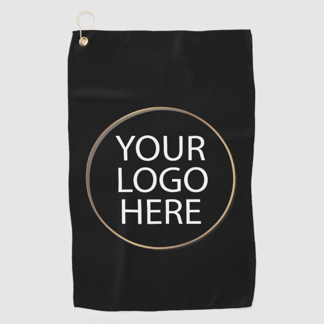 Professional Custom Company Logo Business Black Golf Towel (Front)