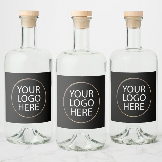 Professional Custom Company Logo Business Black    Liquor Bottle Label (Bottles)