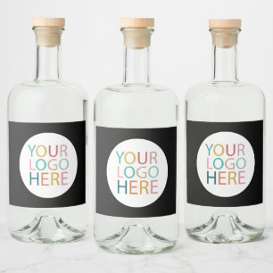Professional Custom Company Logo Business Black Liquor Bottle Label