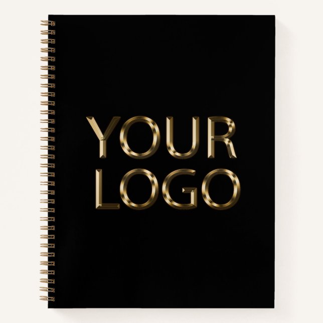 Professional Custom Company Logo Business Black Notebook (Front)